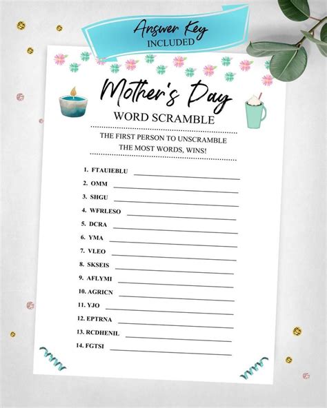 list   printable games  mothers day  references happy