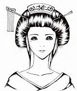 Geisha Coloring Sketch Netart sketch template