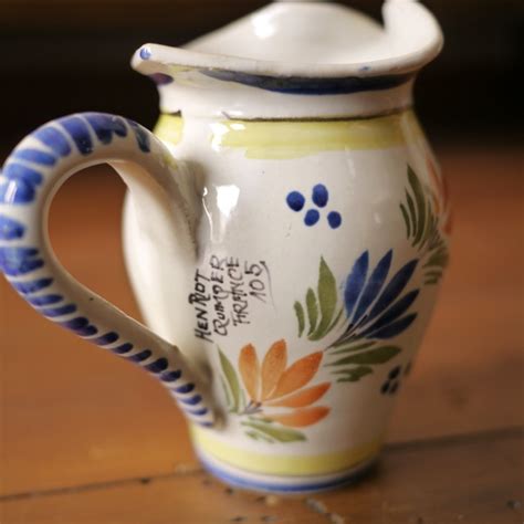 antique henriot quimper french faience pottery breton woman sm pitcher creamer ebay