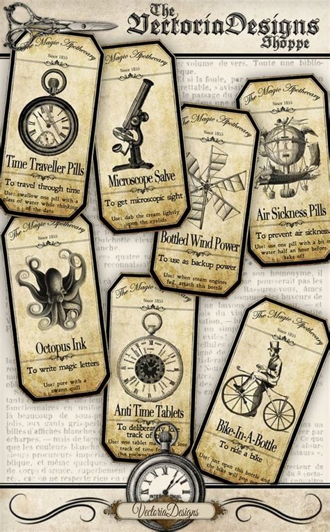 printable victorian steampunk apothecary labels