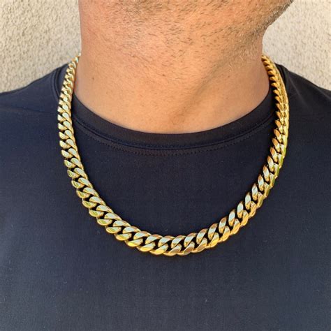 mm cuban link chain thick cuban stainless steel gold etsy