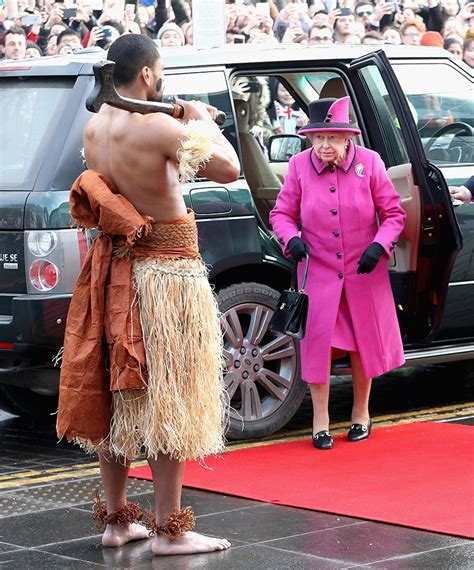 queen elizabeth ii looks startled to meet semi naked man