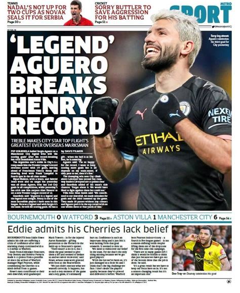 newspaper headline legend agueero breaks henry record learn english