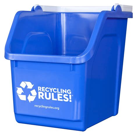 pack  bins blue stackable recycling bin container  handle