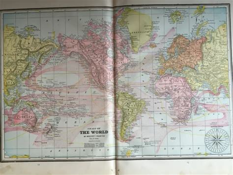 antique color map   world circa   picclick