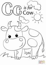 Letter Coloring Cow Pages Printable Preschool Alphabet Color Crafts Toddlers Worksheets Letters Colouring Toddler Farm Preschoolers Print Supercoloring Printables Drawing sketch template