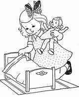 Coloring Pages Girls Doll Cute Little Dolly Girl Baby Vintage Dolls Print Color Colouring Printable Kids Sheets Books Book Embroidery sketch template