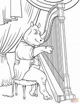 Coloring Harp Rhinoceros Playing Pages sketch template