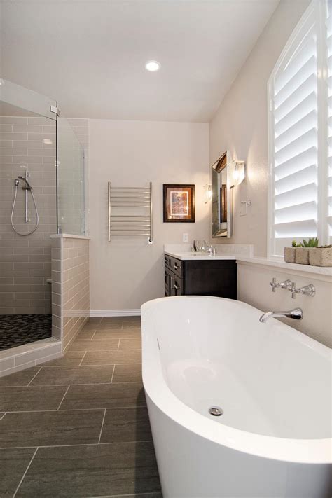 Modern Master Bathroom With Glass Enclosed Shower And