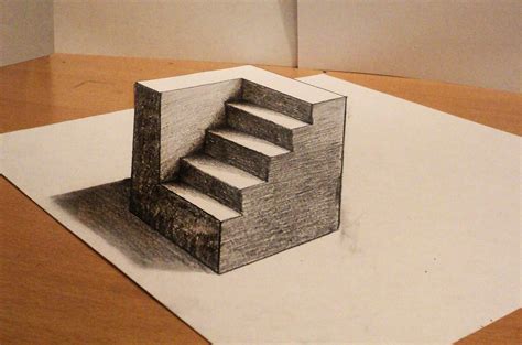draw  cube  stairs anamorphic drawing optical