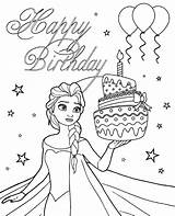 Birthday Coloring Pages Happy Color Frozen Disney Printable Card Anna Activity Getcolorings Getdrawings sketch template