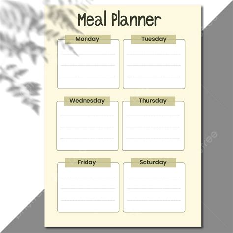 printable meal planner daily template   pngtree