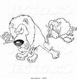 Lion Lamb Coloring Sheep Attacking Pages Cartoon Vector Drawing Outlined Leishman Ron March Getcolorings Getdrawings sketch template