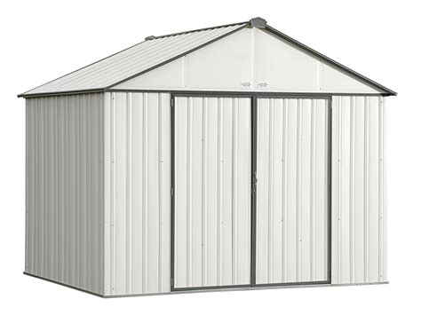 steel storage shed    ft galvanized extra high gable cream