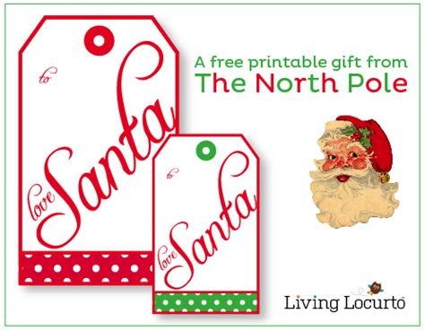 santa gift tags   north pole christmas  printable labels