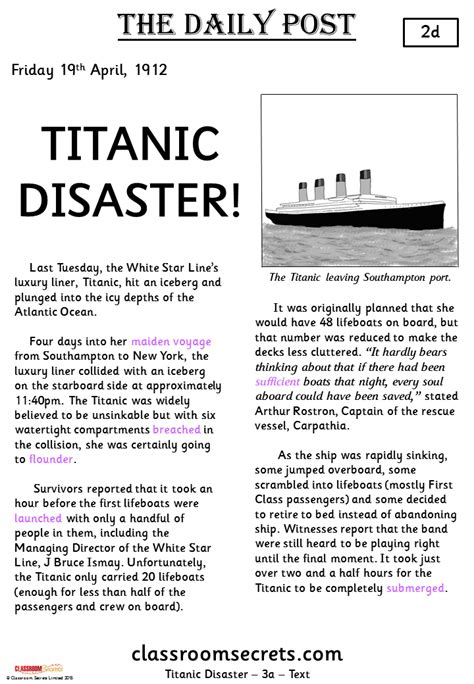 titanic disaster sapphire guided reading pack classroom secrets
