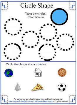 circle shape preschool worksheets