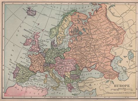 map of europe c s hammond and co atlas full color c 1910