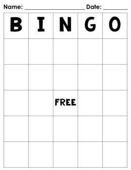 printable blank bingo cards  teachers     save