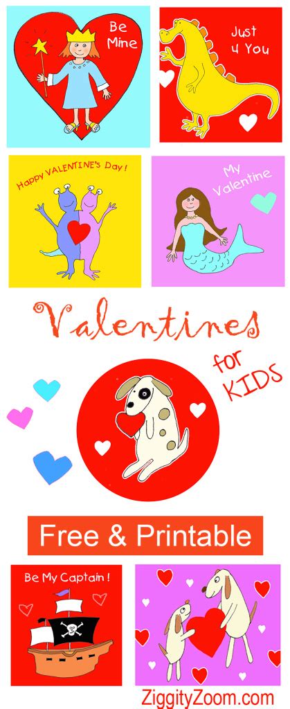 printable valentines cards  kids ziggity zoom family