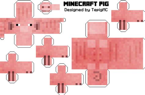 minecraft papercraft pig png image   background pngkeycom