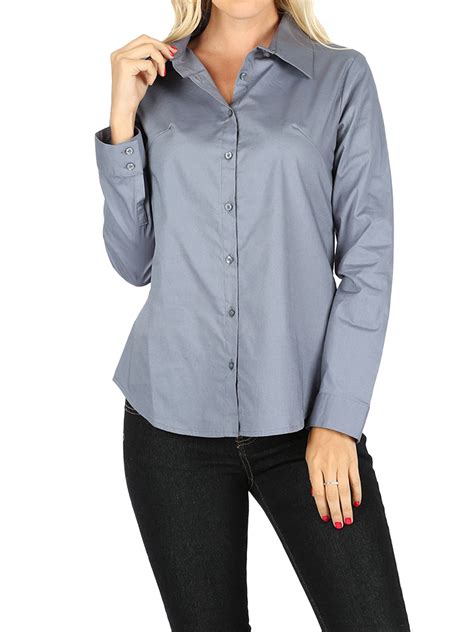 thelovely womens basic long sleeve button  blouse shirt  xl missy fit walmartcom