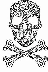Skull Coloring Pages Sugar Skulls Printable Girl Girly Halloween Adult Crossbones Color Tattoo Print Colouring Sheets Wall Stencil Decor Dead sketch template