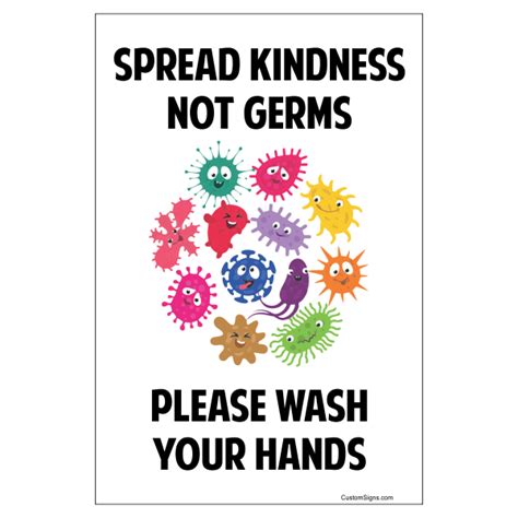 spread kindness  germs hand washing full color sign