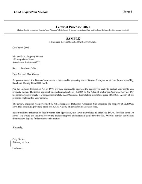 land purchase offer letter template samples letter template collection