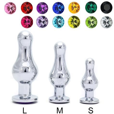 hot sale women and men s m l metal anal plugs crystal jewelry small