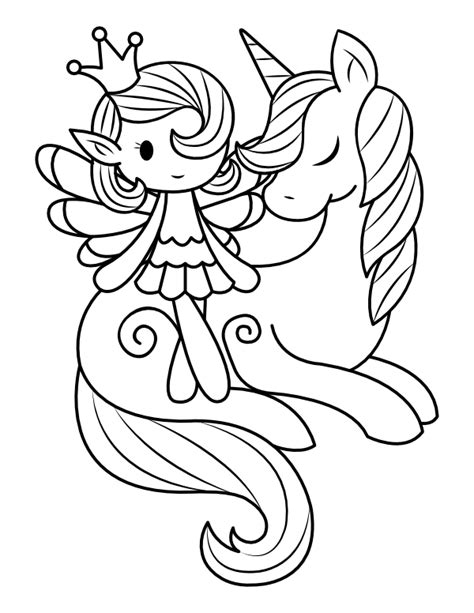 printable fairy  unicorn coloring page