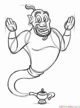 Genie Draw Lamp Drawing Aladdin Fantasy Creatures Step Tutorials Getdrawings sketch template