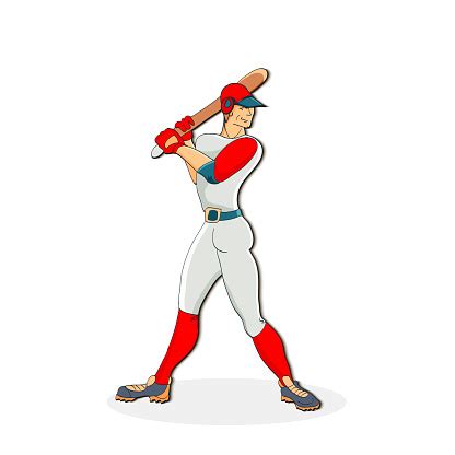 vector hand drawn illustration   baseball player hitting  ball