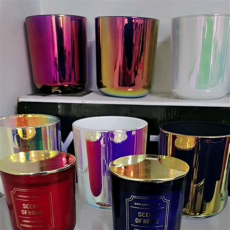 Luxury Iridescent 10oz 15oz 17oz Iridescent Glass Candle Jars Candle