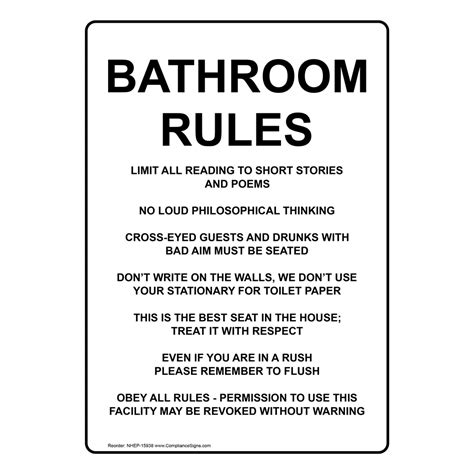 portrait bathroom rules limit  reading  sign nhep