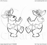Jackalope Dancing Couple Coloring Clipart Cartoon Outlined Vector Cory Thoman Regarding Notes sketch template