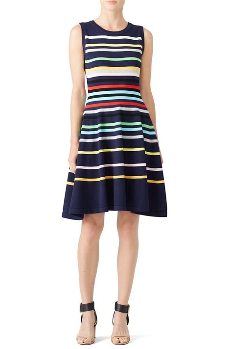 rainbow stripe knit flare dress by milly for 95 rent the runway