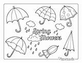 Spring Coloring Pages Rain Umbrellas Sheet Easy Made Printable Cute sketch template