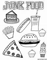 Food Coloring Junk Pages Printable Unhealthy Foods Color Kids Healthy sketch template