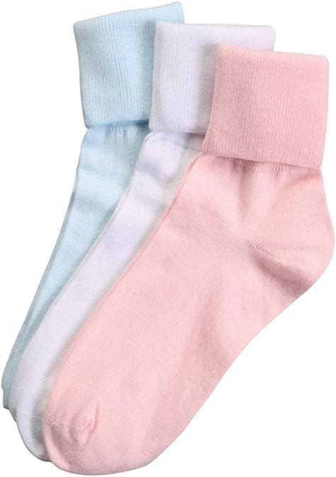 Buster Brown Womens 100 Cotton Socks 3 Pair Package Fold Over