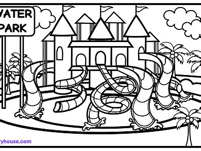 theme park water park  playgrounds rainbow playhouse drawing