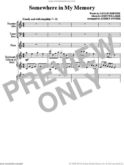 Williams Somewhere In My Memory Arr Audrey Snyder Sheet Music