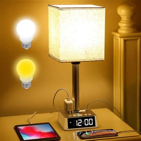 night light bedside table lamps   usb ports  power outlets