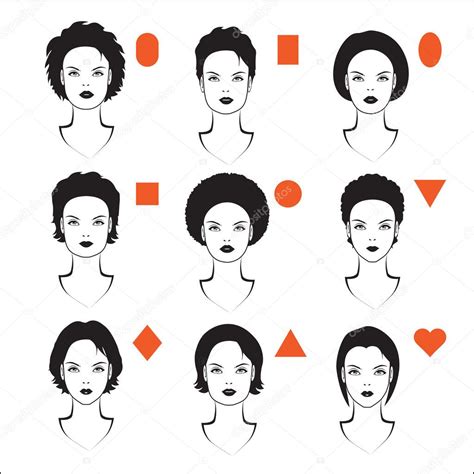 womens head types  face shape stock vector  eveleen