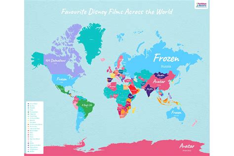 map shows  countrys favorite disney  disney films disney movies  disney