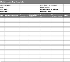 maintenance log templates  ms word excel  log templates