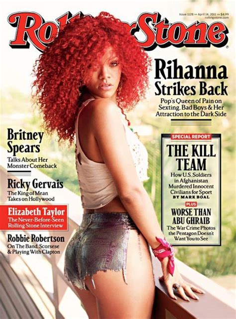 rihanna covers rolling stone wearing spray on shorts