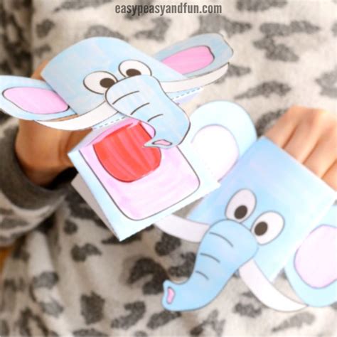 elephant puppet printable template puppets animal crafts  kids