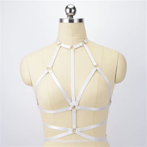 White Polyester Harness Sexy Crop Top Lingerie Bondage Harness 90 S