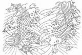 Coloriage Coloriages Dessin Fische Relaxation Peces Japonesas Colorier Fishes Erwachsene Geisha sketch template